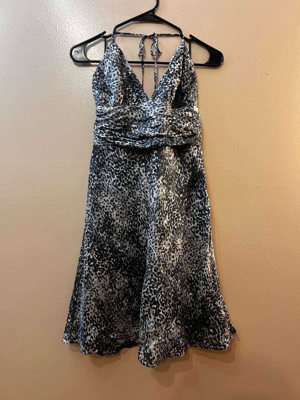 Express Black & White Backless Halter Animal Print Dress